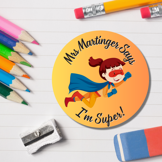 Superhero Teacher Reward Stickers - I'm Super - Glossy Finish