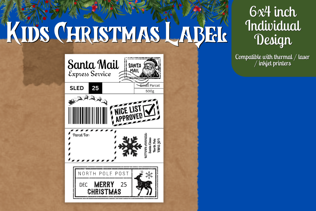 Kids Christmas Shipping Label