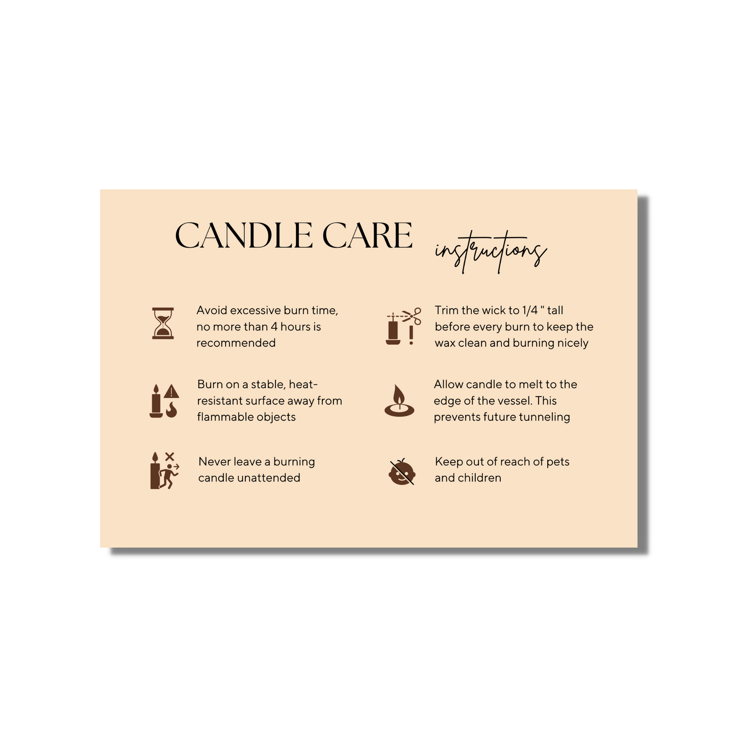Pastel Orange Candle Care Cards