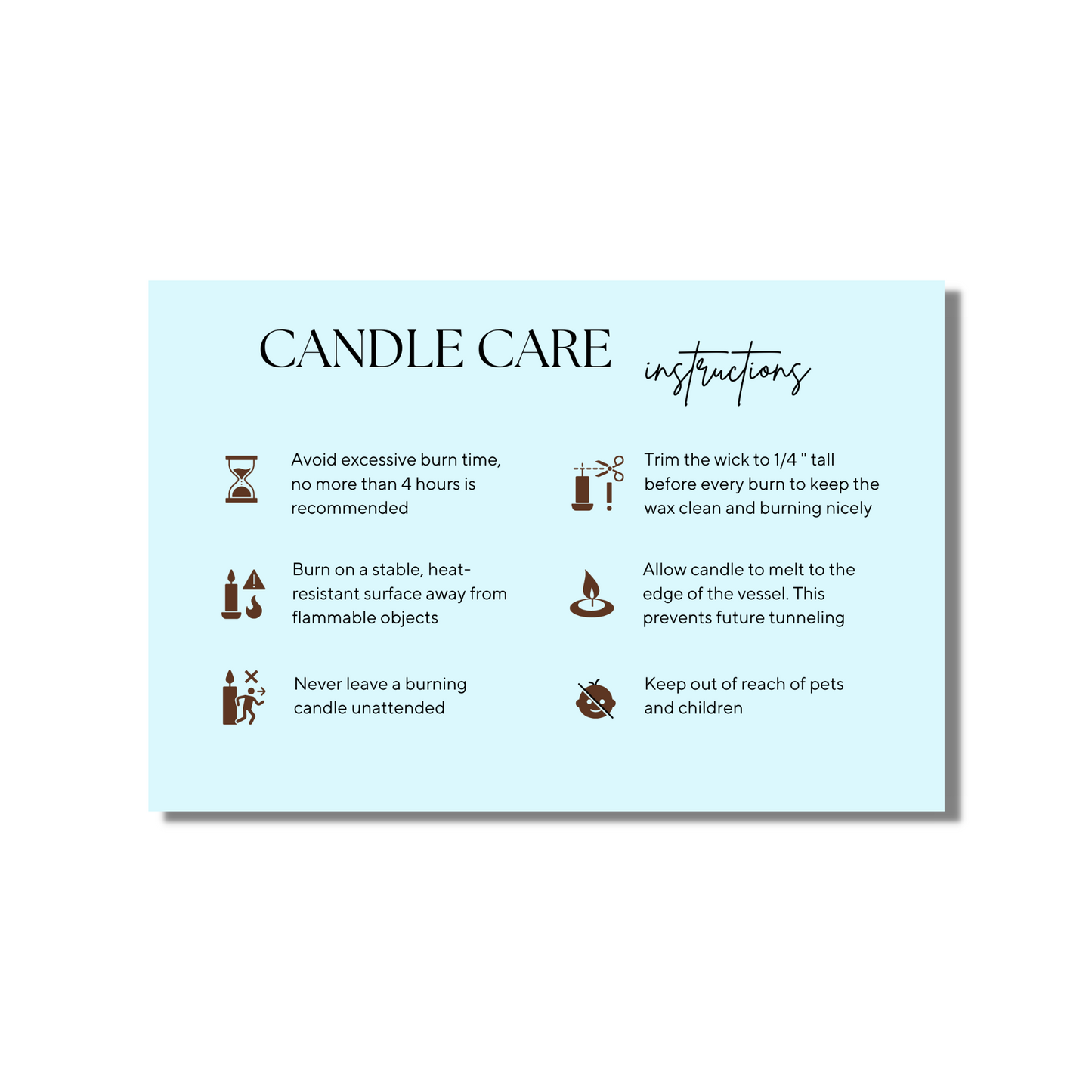 Pastel Blue Candle Care Cards