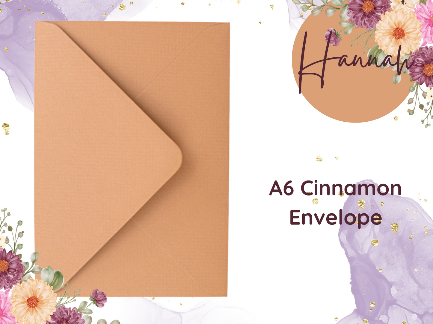 Hannah Purple Watercolour Floral Wedding A6 Envelope