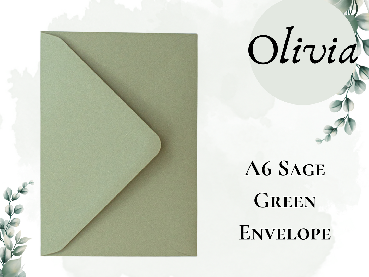 Olivia Eucalyptus Wedding A6 Envelope