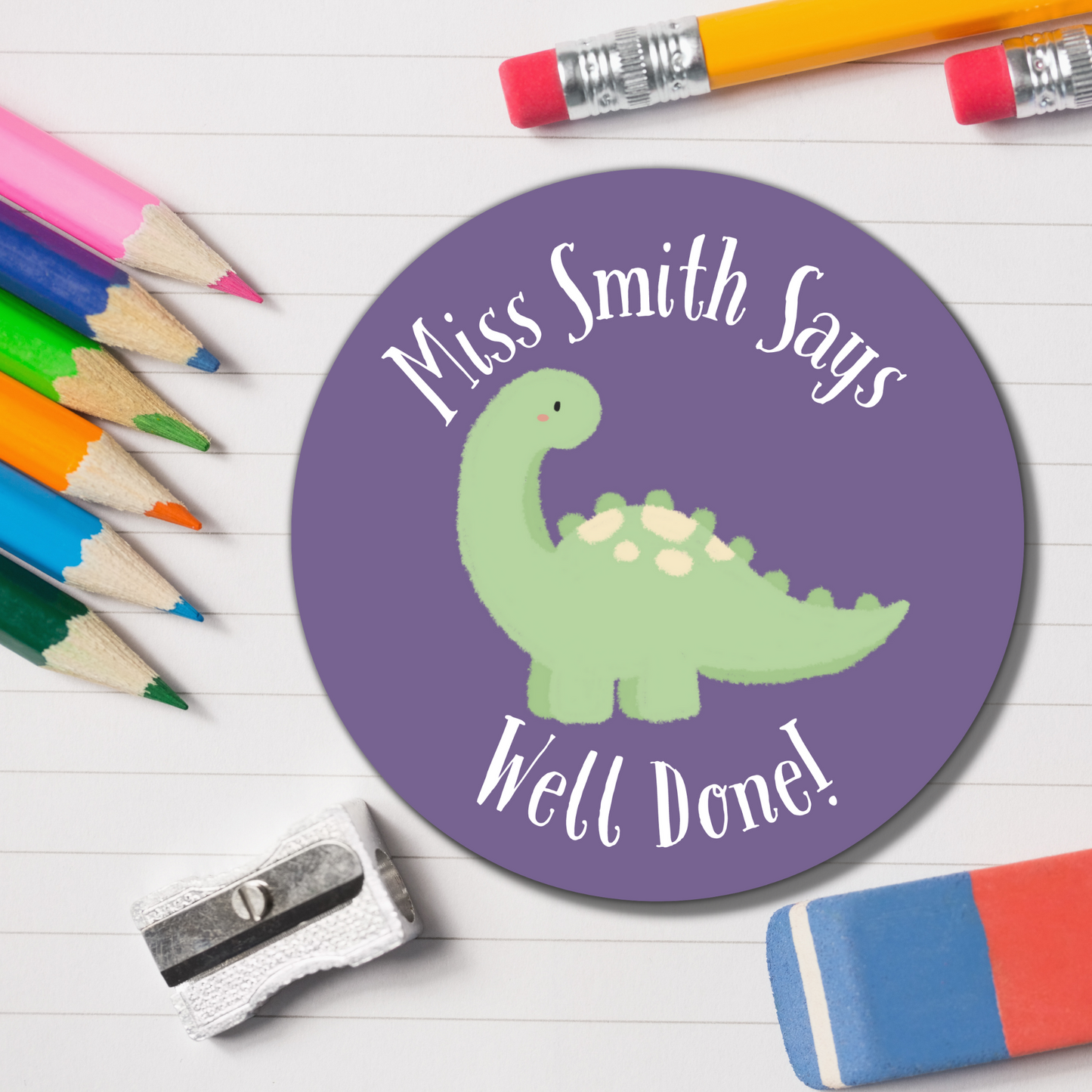 Dinosaur Teacher Reward Stickers - Well Done! Glossy Finish
