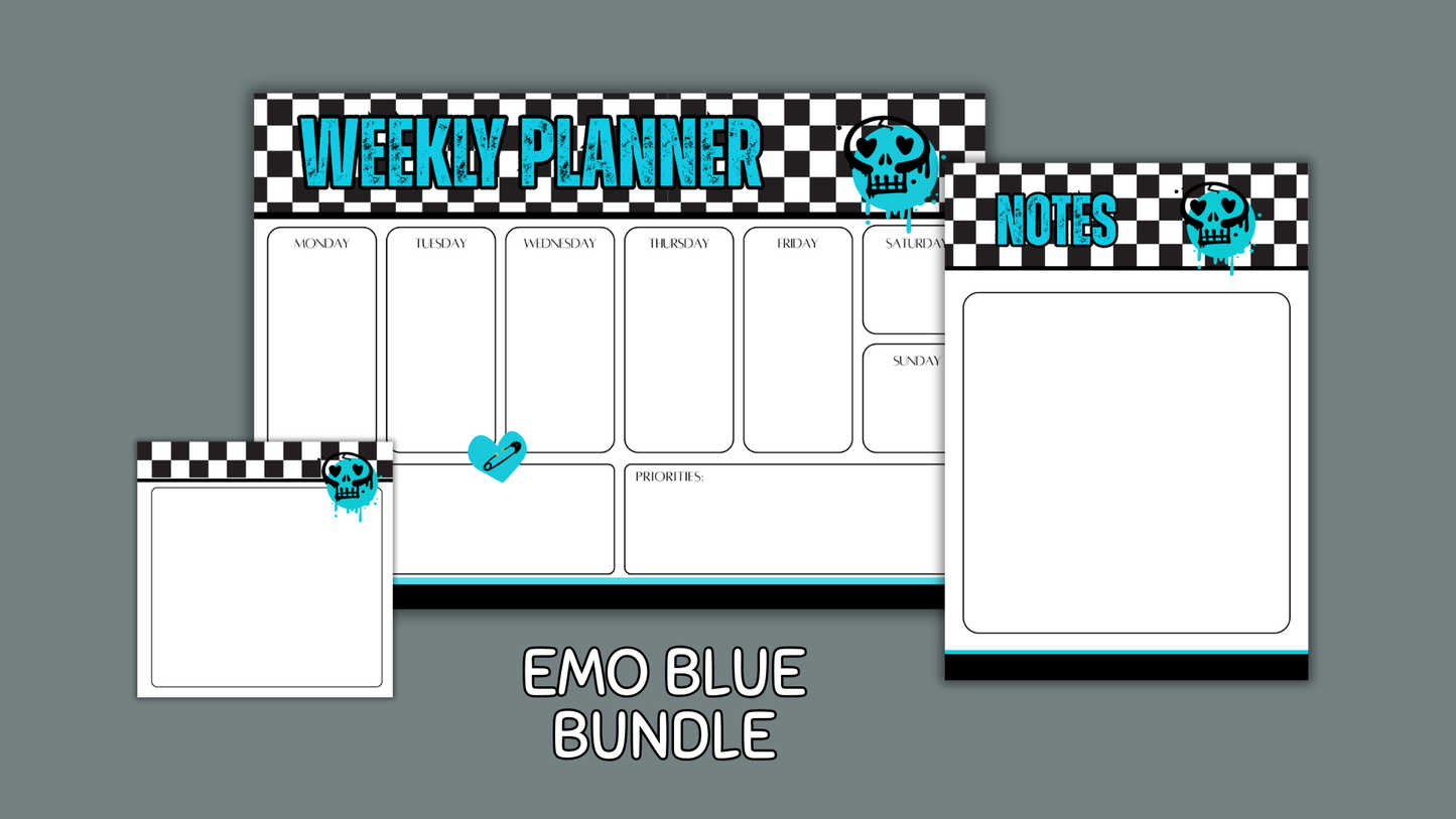 Emo Blue Matching Stationery Bundle