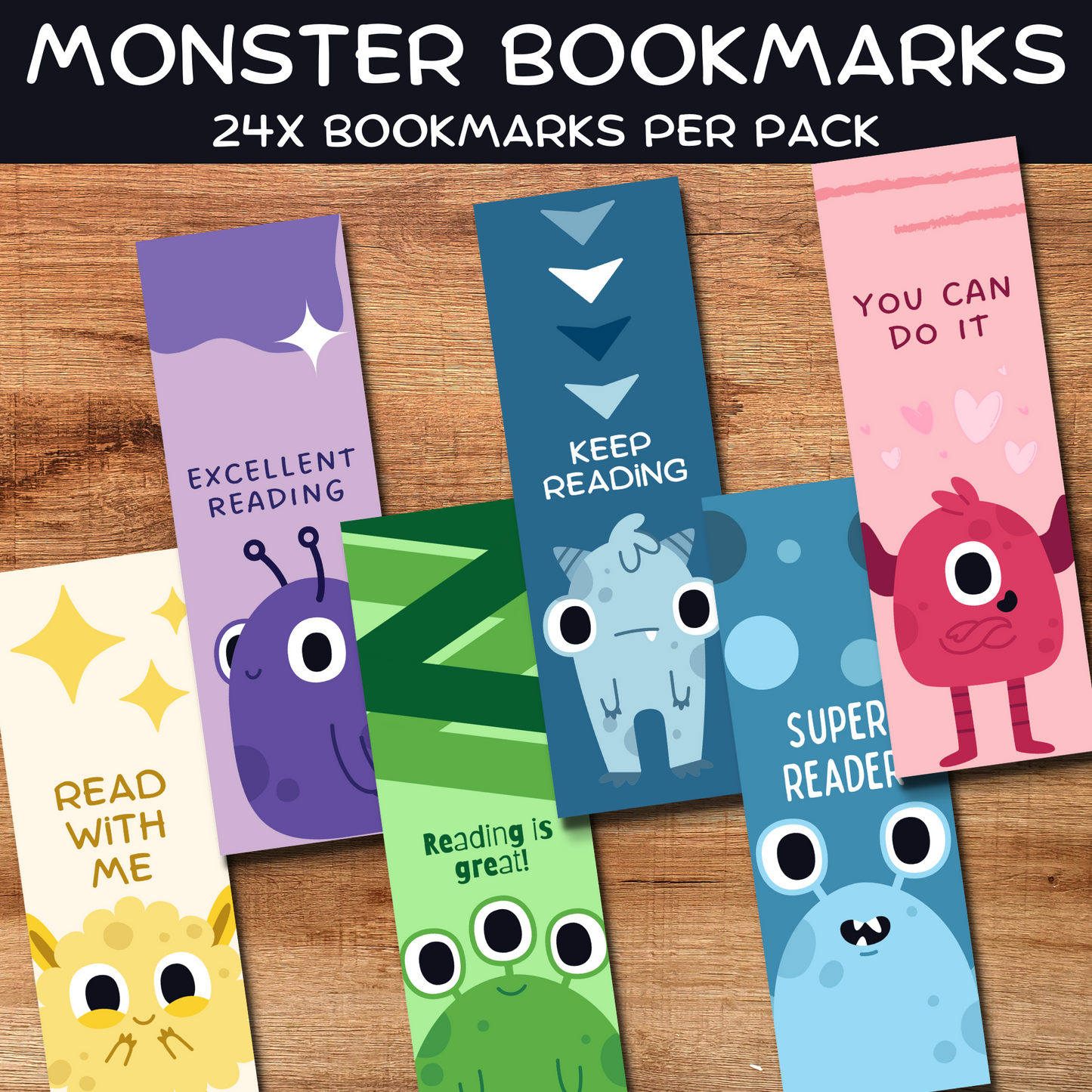 Monster Bookmarks 24 Pack - Education Supplies