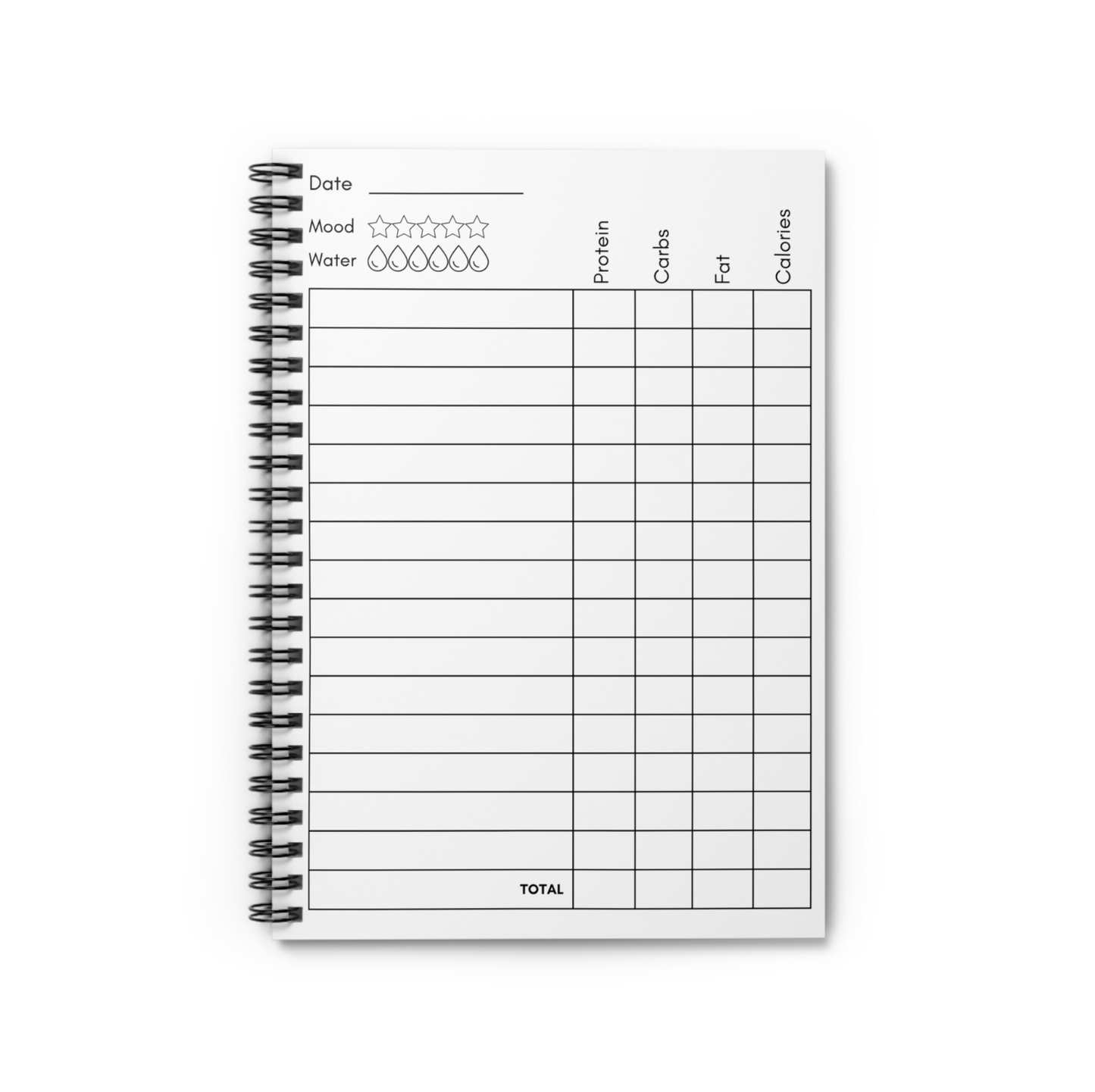 Food Tracker With Calorie, Fat, Carb And Protein Columns