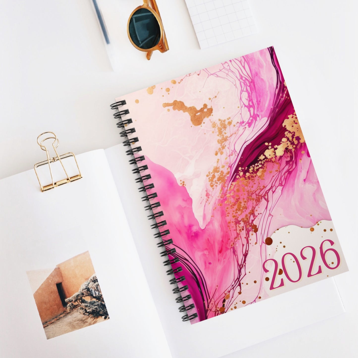 PRE ORDER - Pink Marble 2026 Week To View Diary Spiral Bound A5