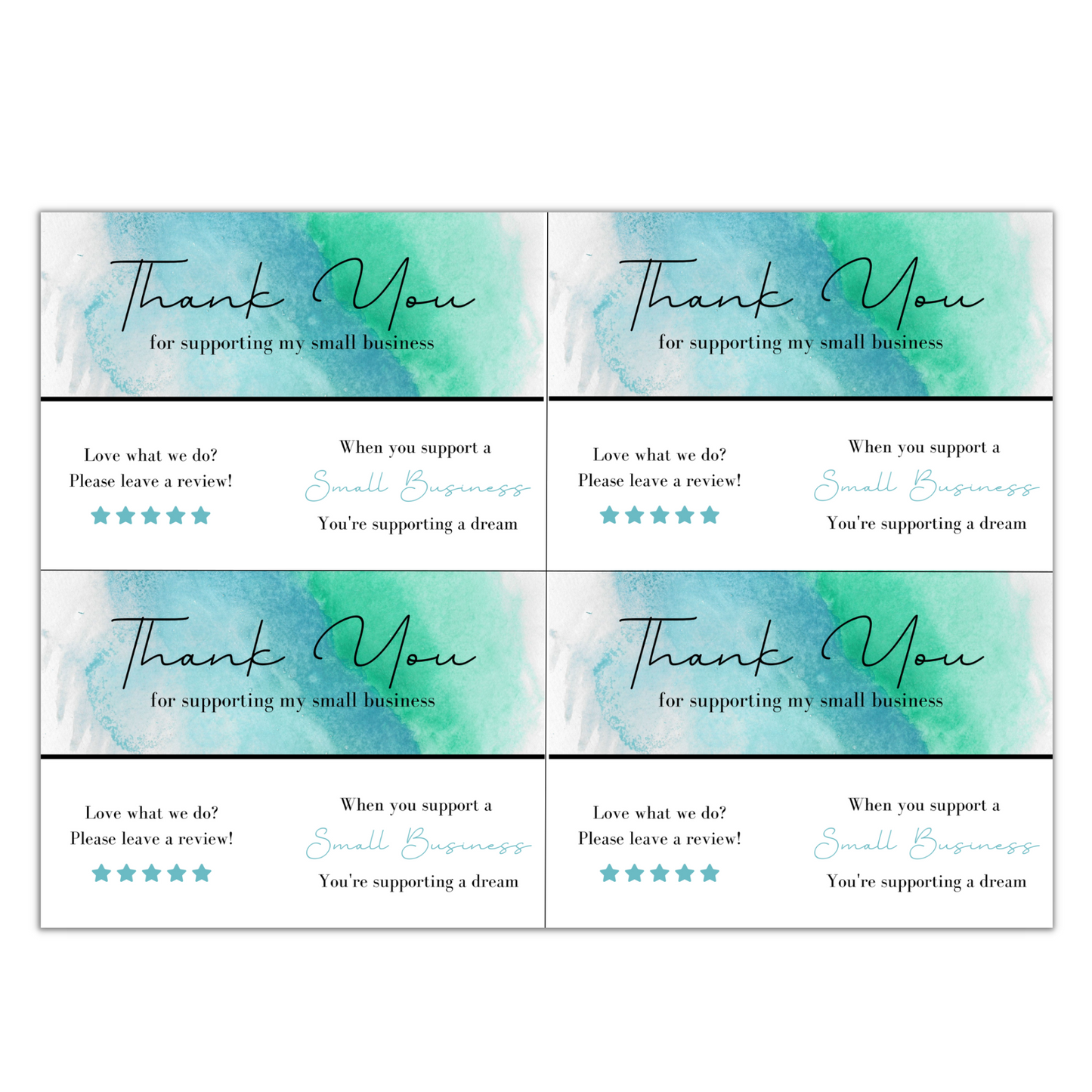 Thank You Card Sheets