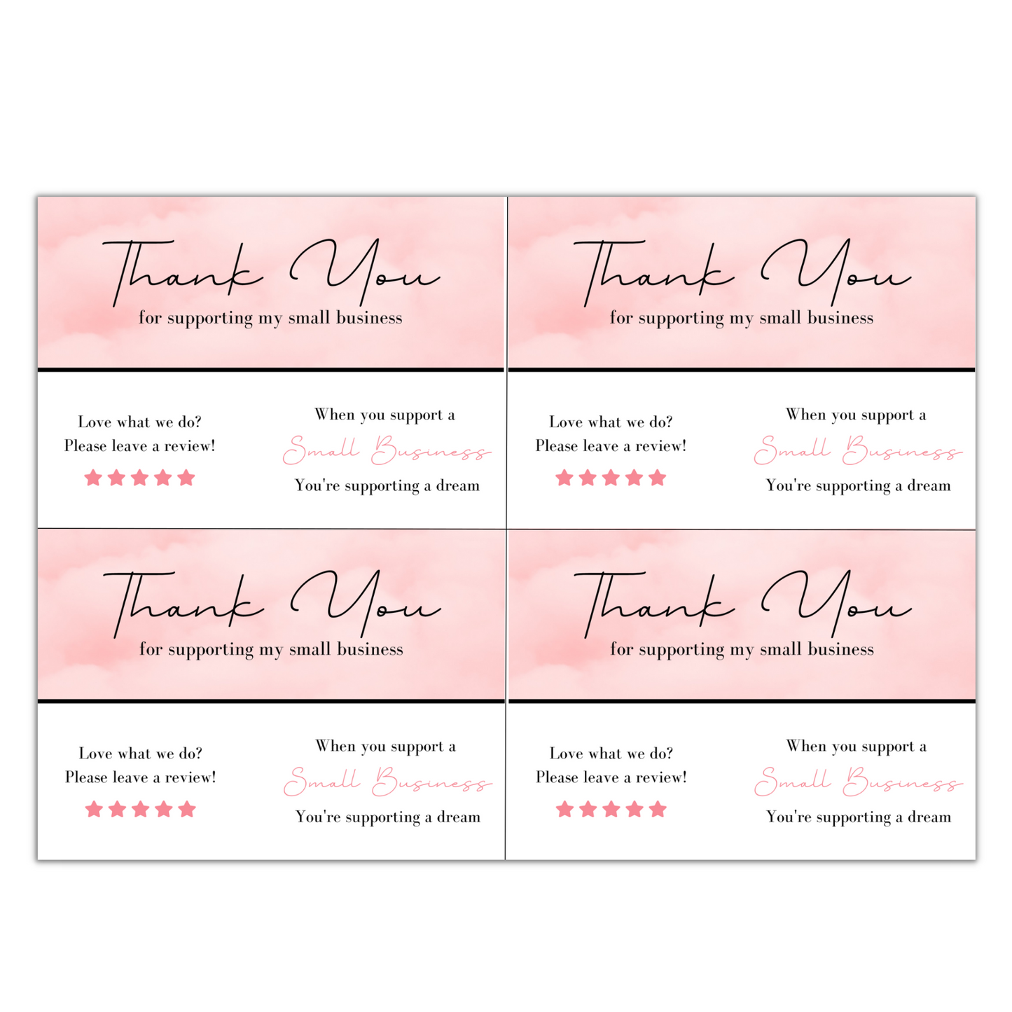 Thank You Card Sheets