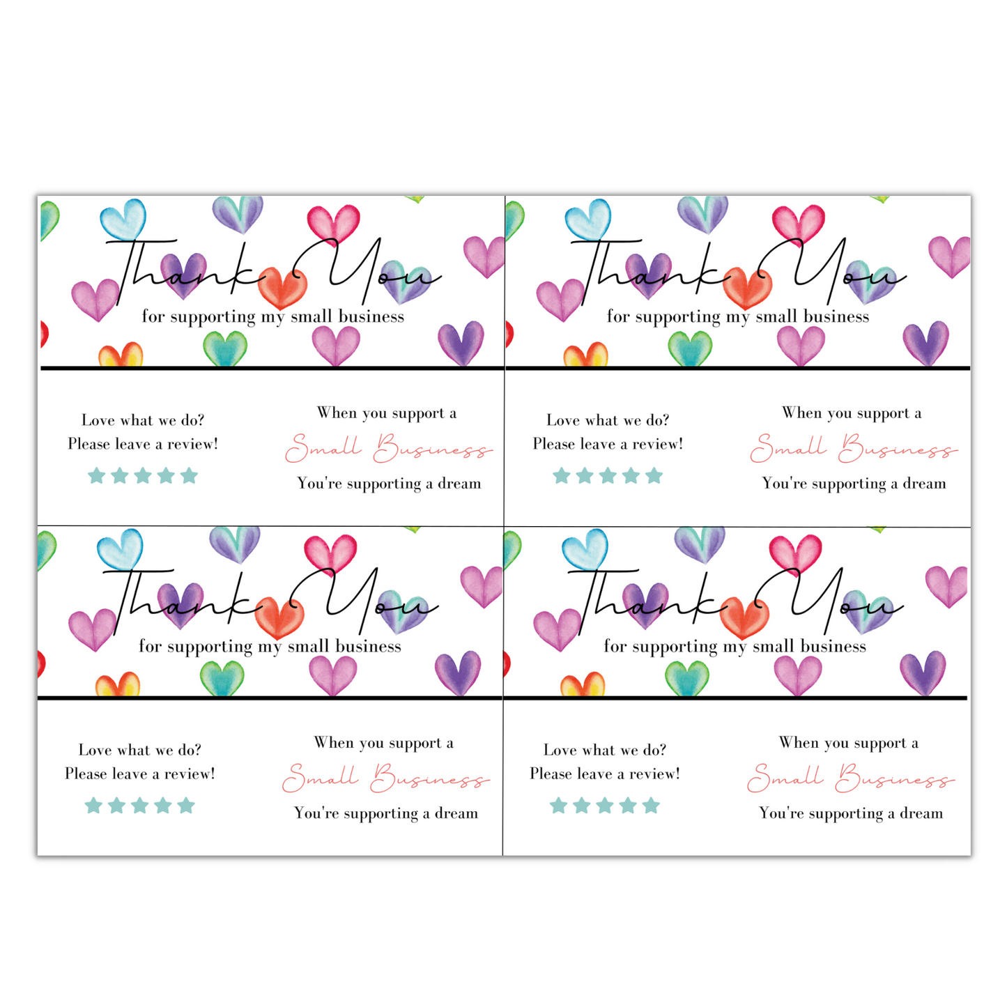 Thank You Card Sheets