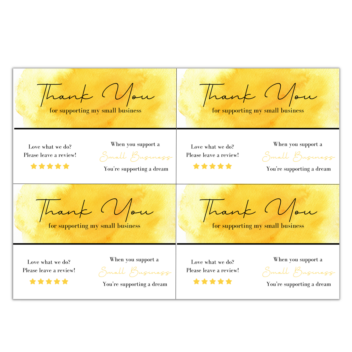 Thank You Card Sheets