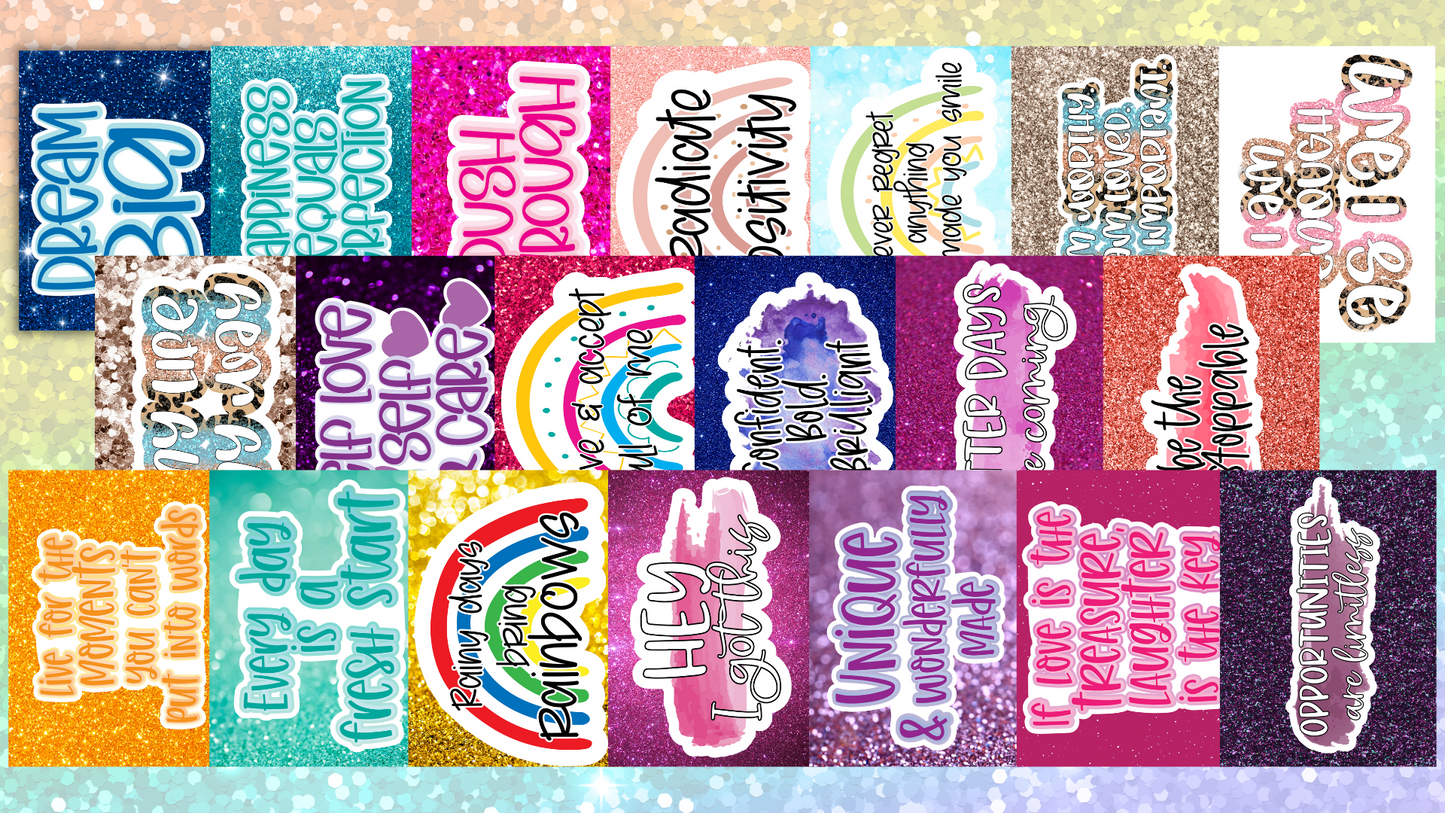 Positive Affirmation Cards - 20 Pack - Glitter Rainbow