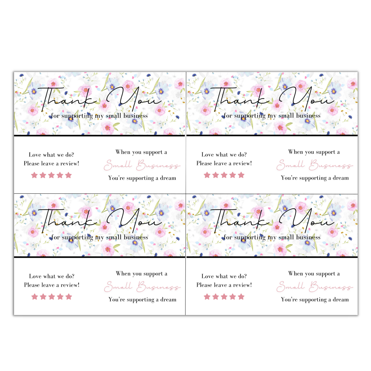 Thank You Card Sheets