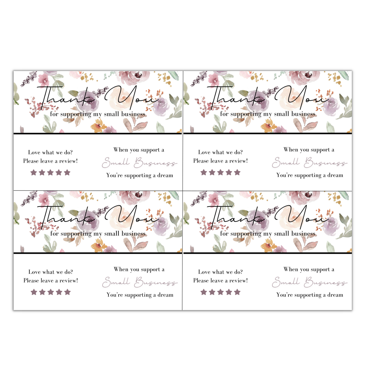 Thank You Card Sheets