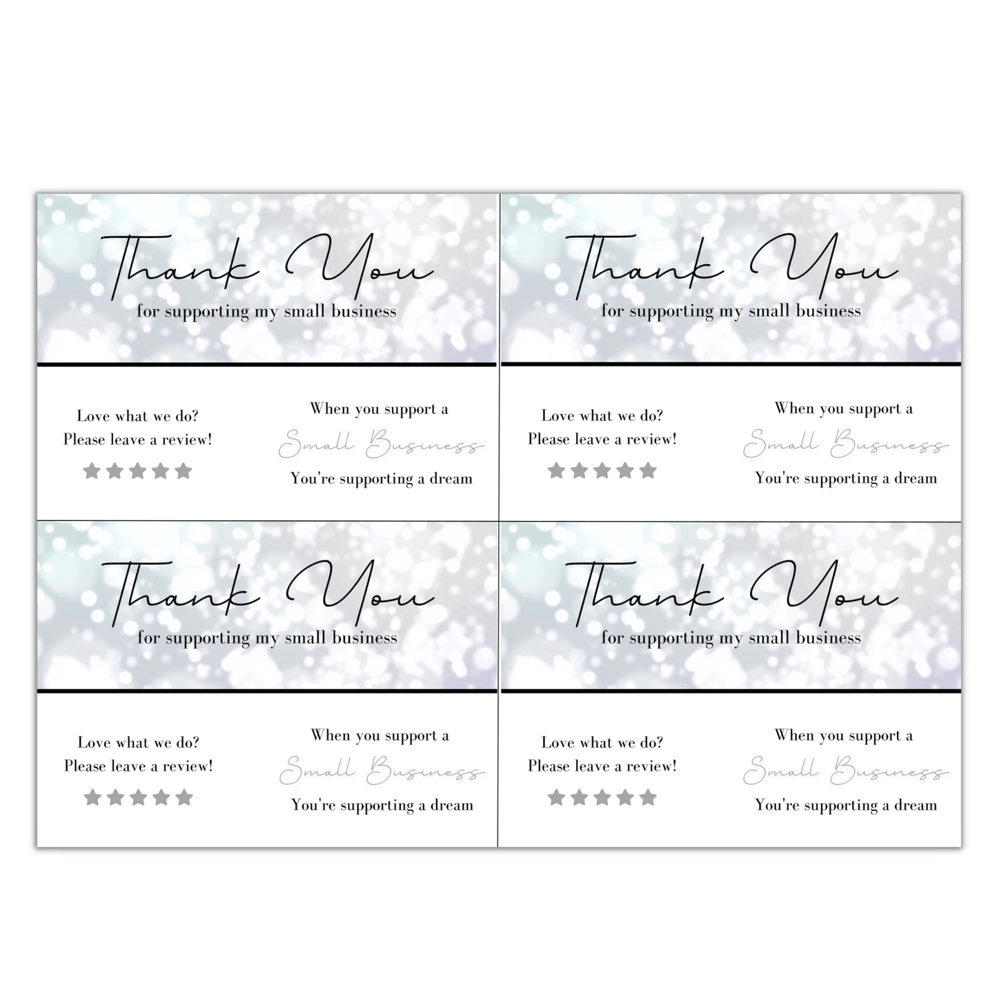 Thank You Card Sheets
