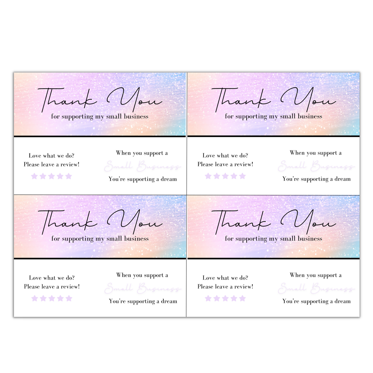 Thank You Card Sheets