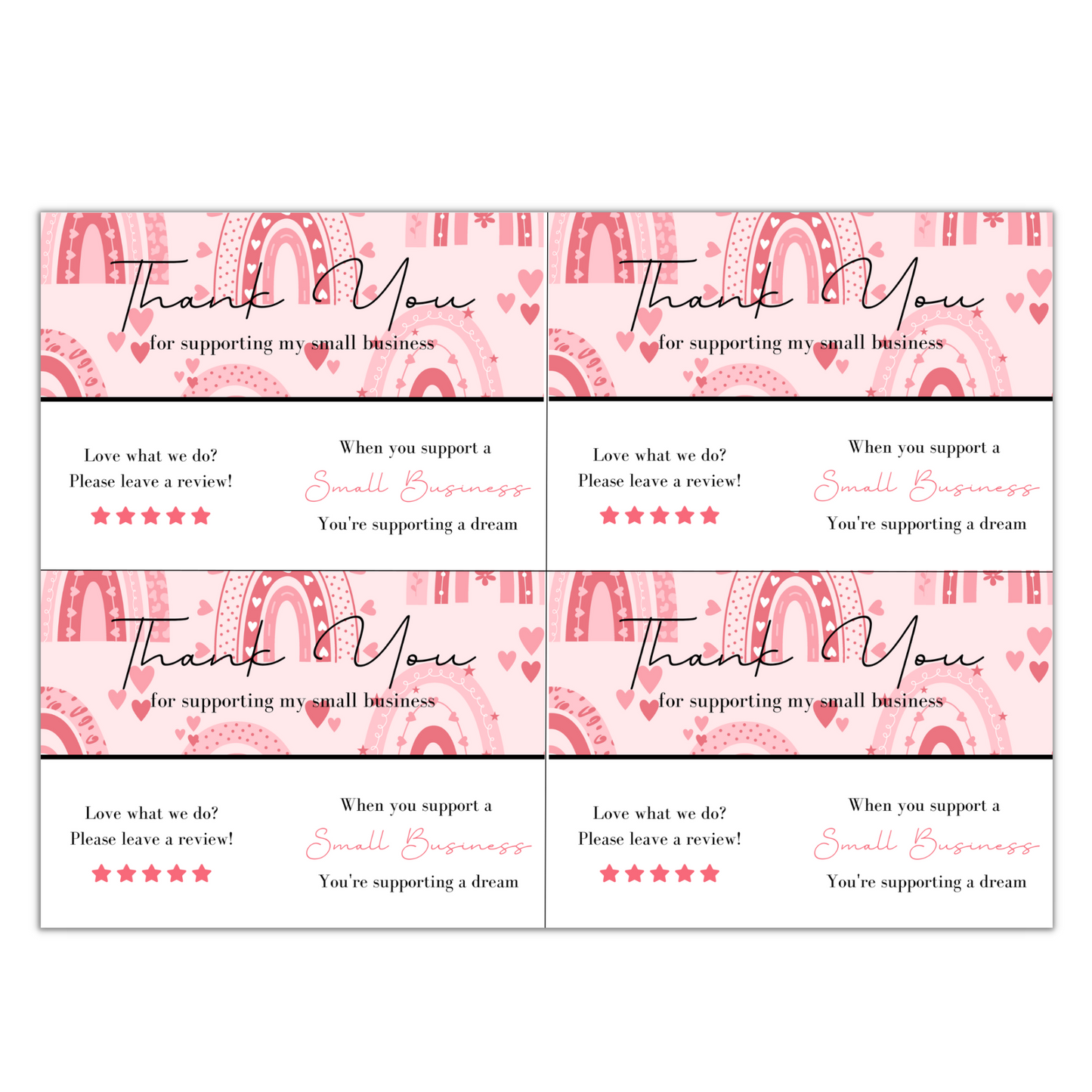 Thank You Card Sheets