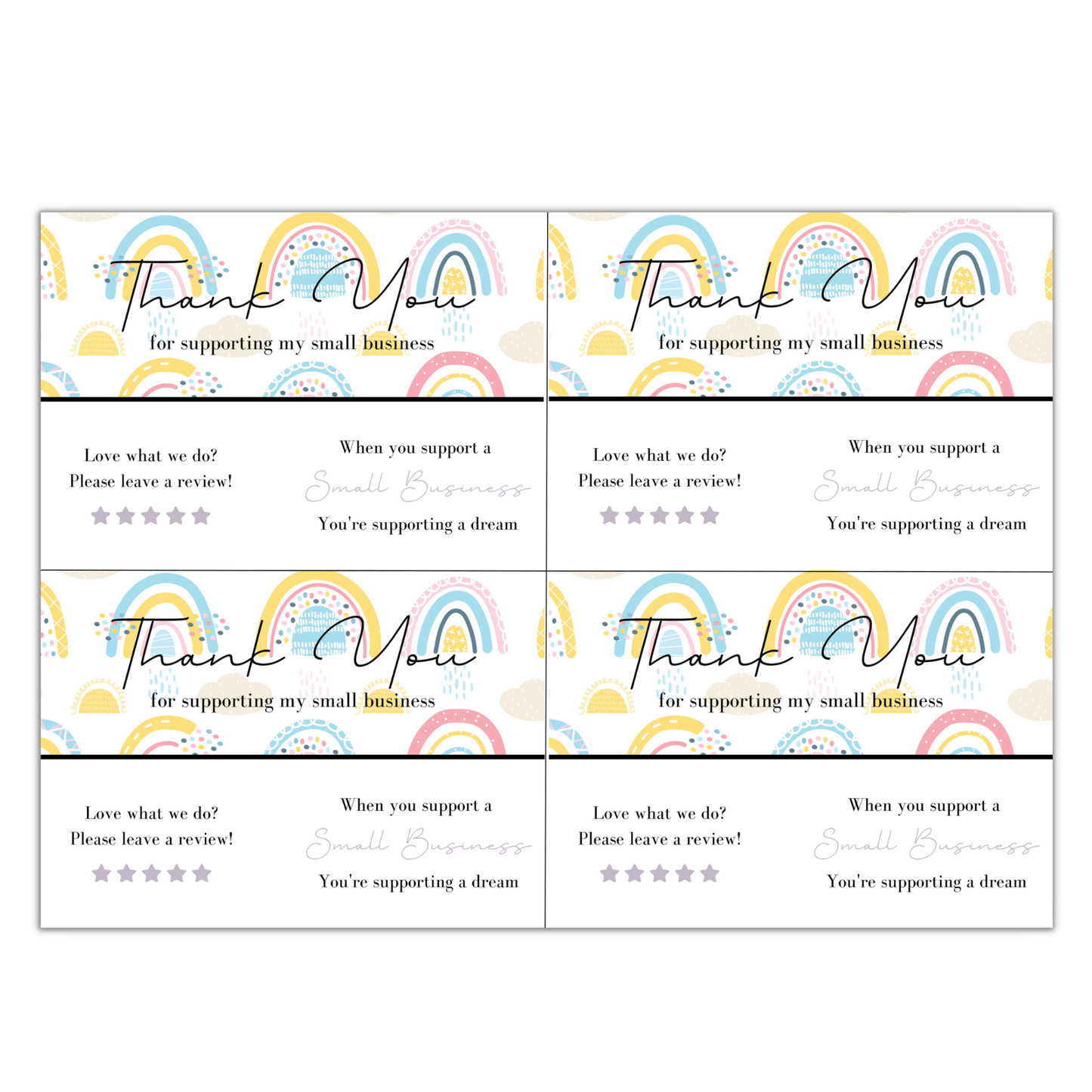 Thank You Card Sheets