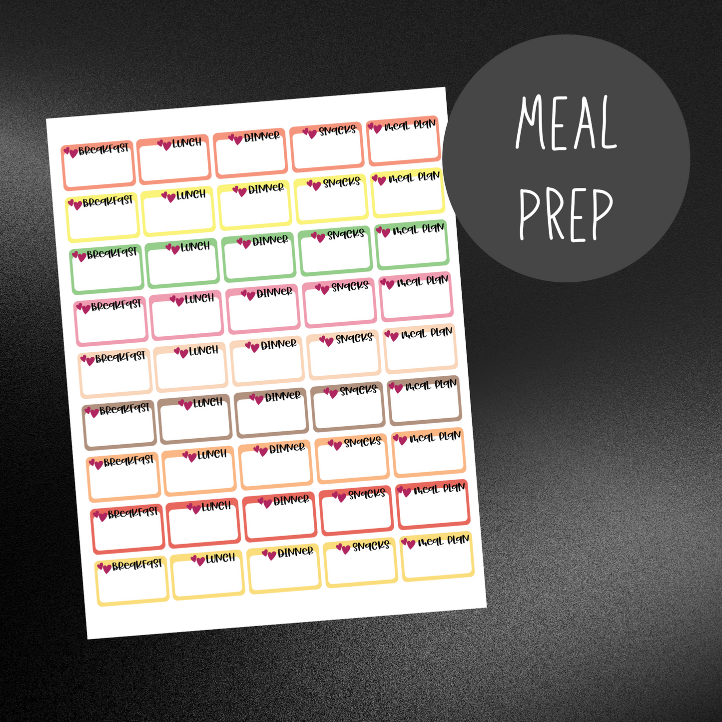 Meal Prep Planner Stickers