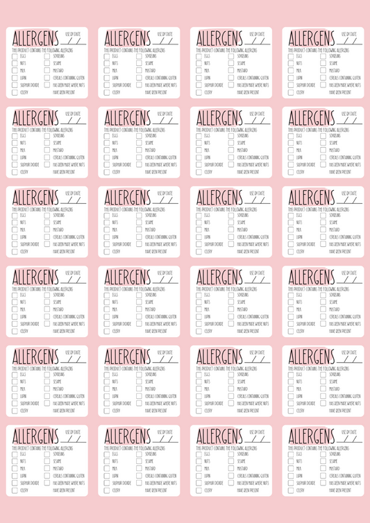 Allergen Stickers - 5 Colour Choices