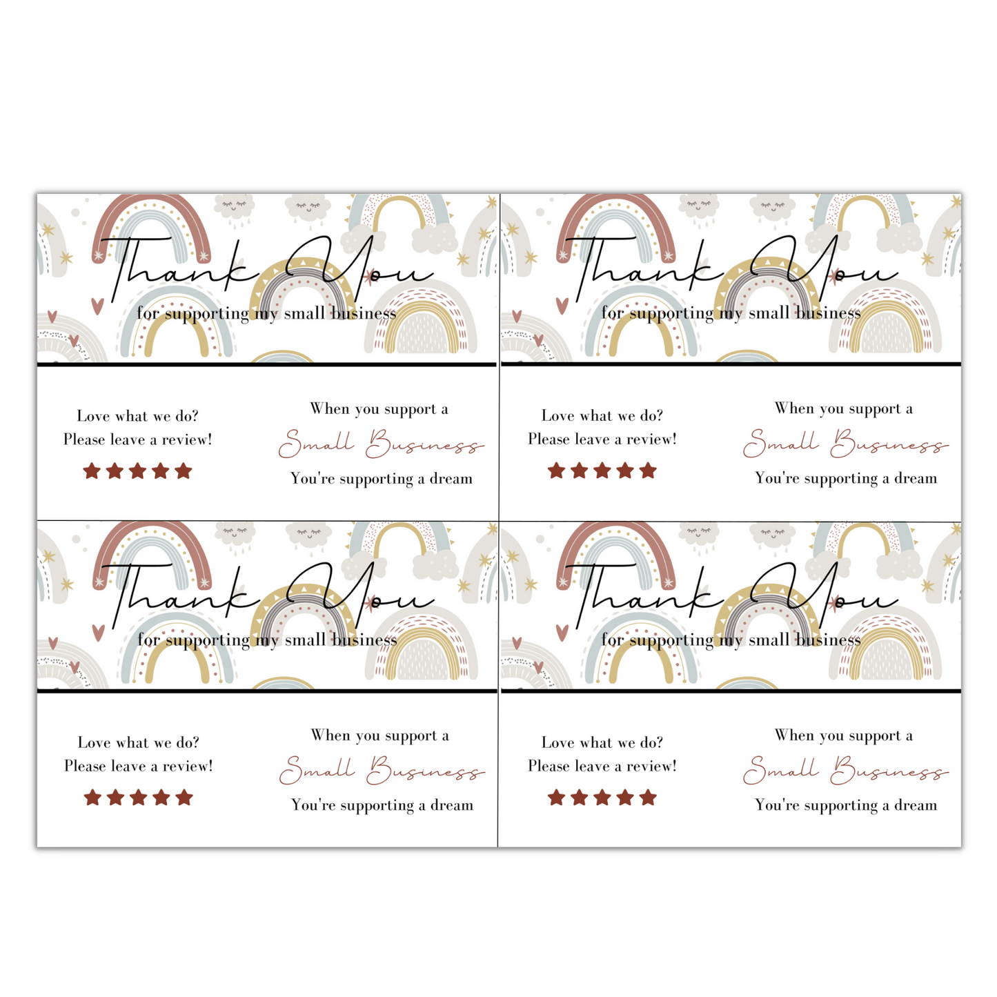 Thank You Card Sheets