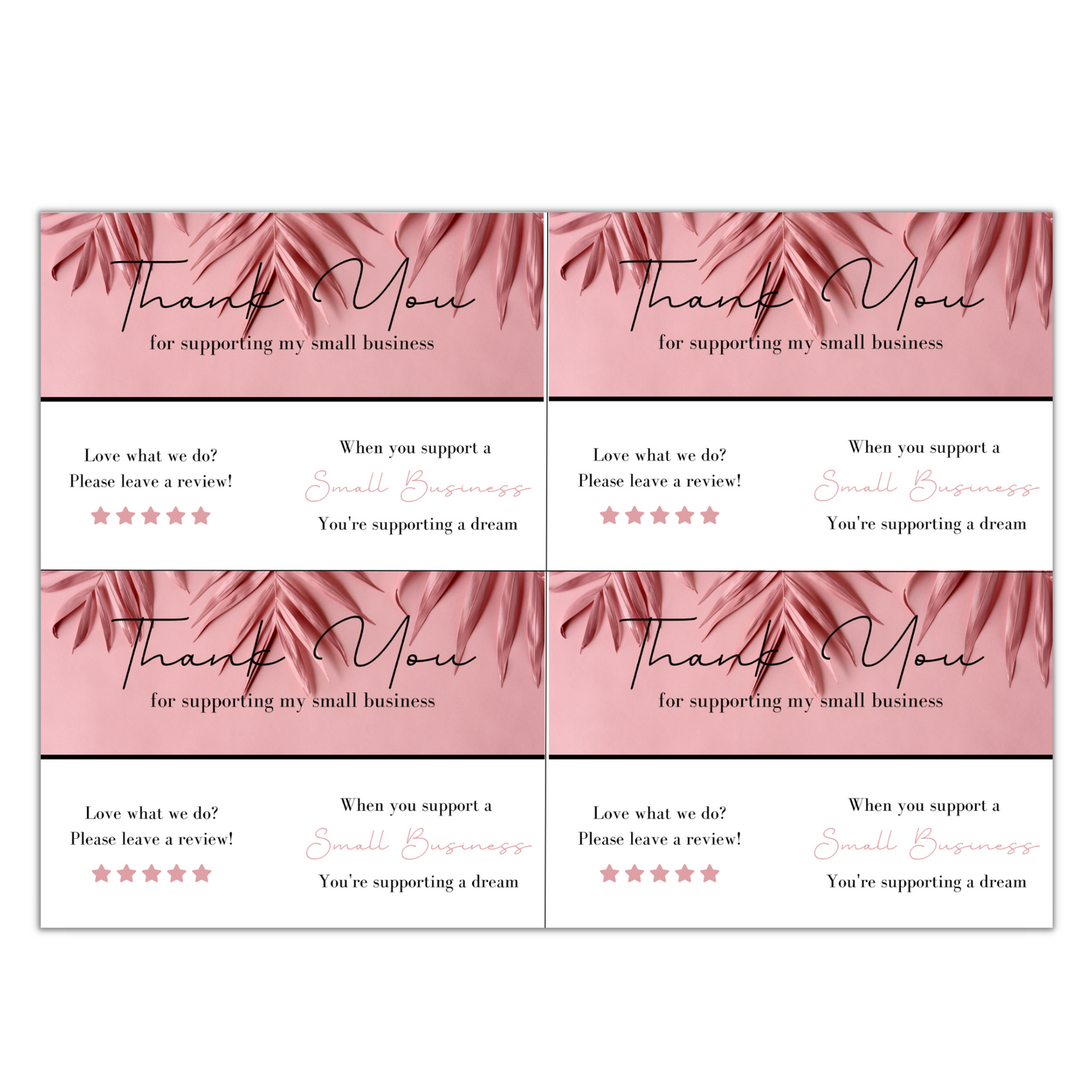 Thank You Card Sheets
