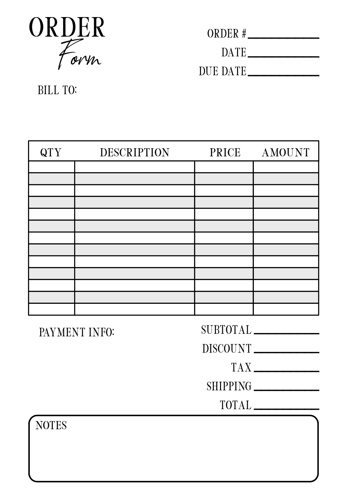 Order Book - Custom Logo