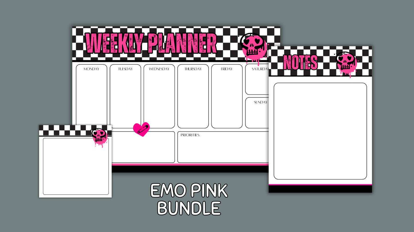 Emo Pink Matching Stationery Bundle