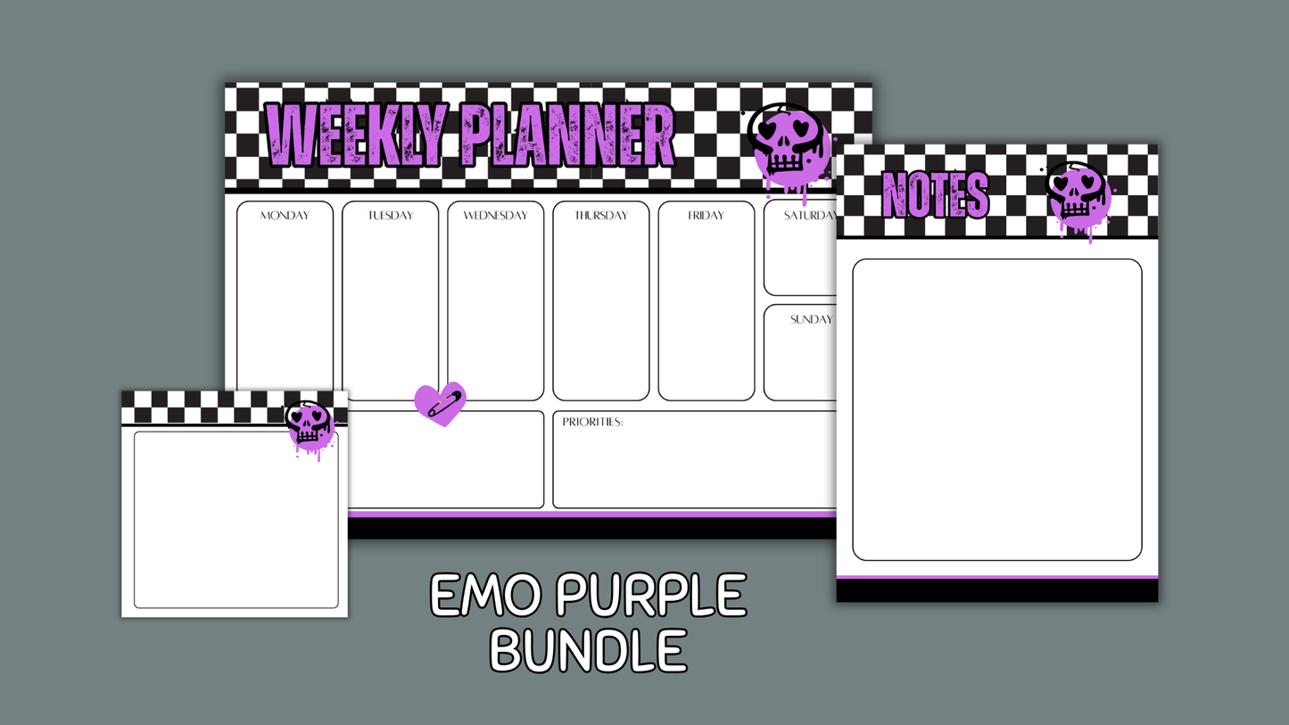 Emo Purple Matching Stationery Bundle