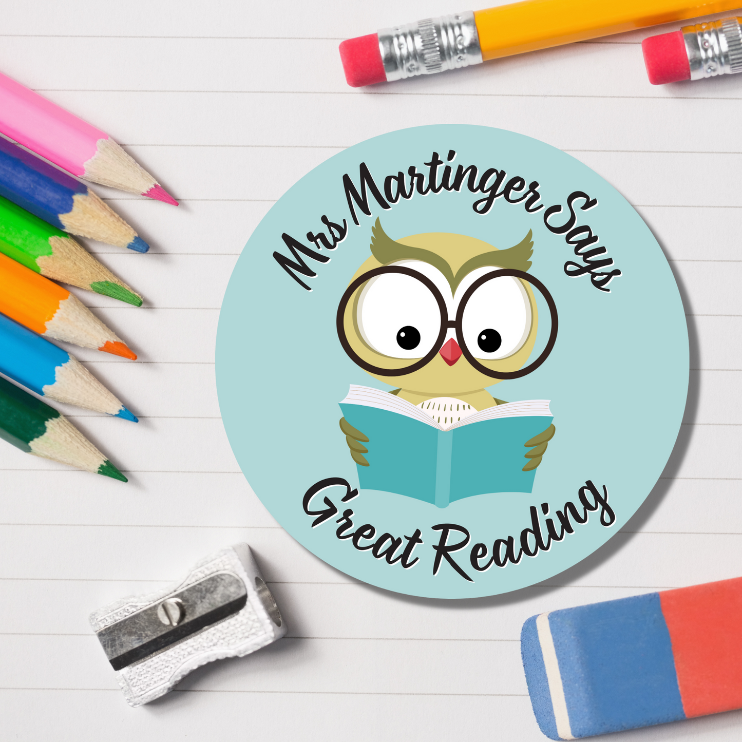 Owl Teacher Reward Stickers - Great Reading - Glossy Finish