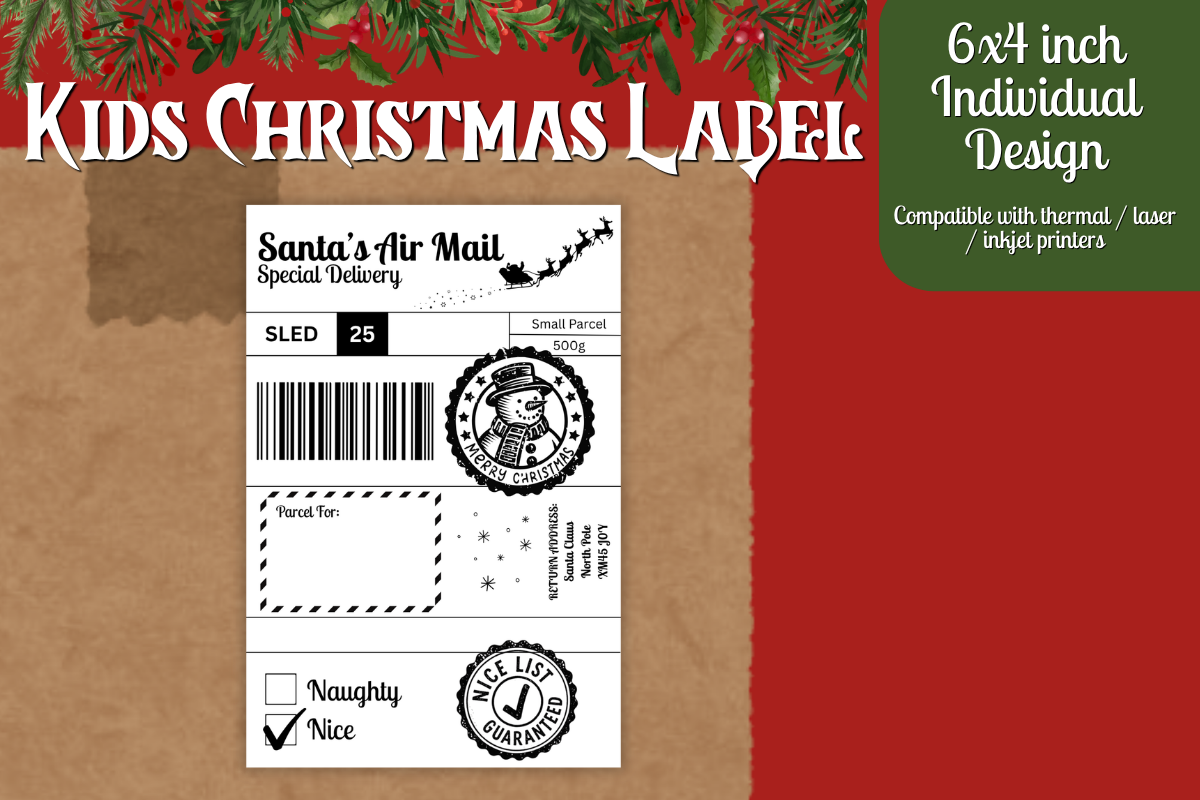 Kids Christmas Shipping Label