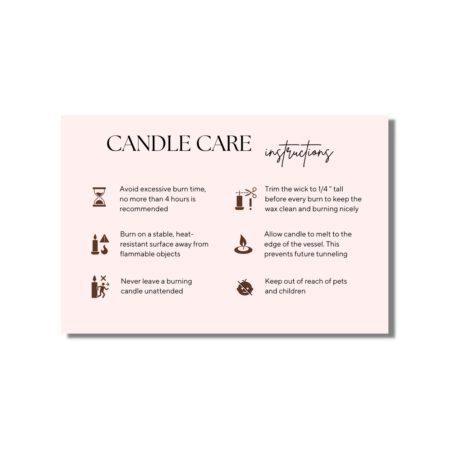 Pastel Pink Candle Care Cards