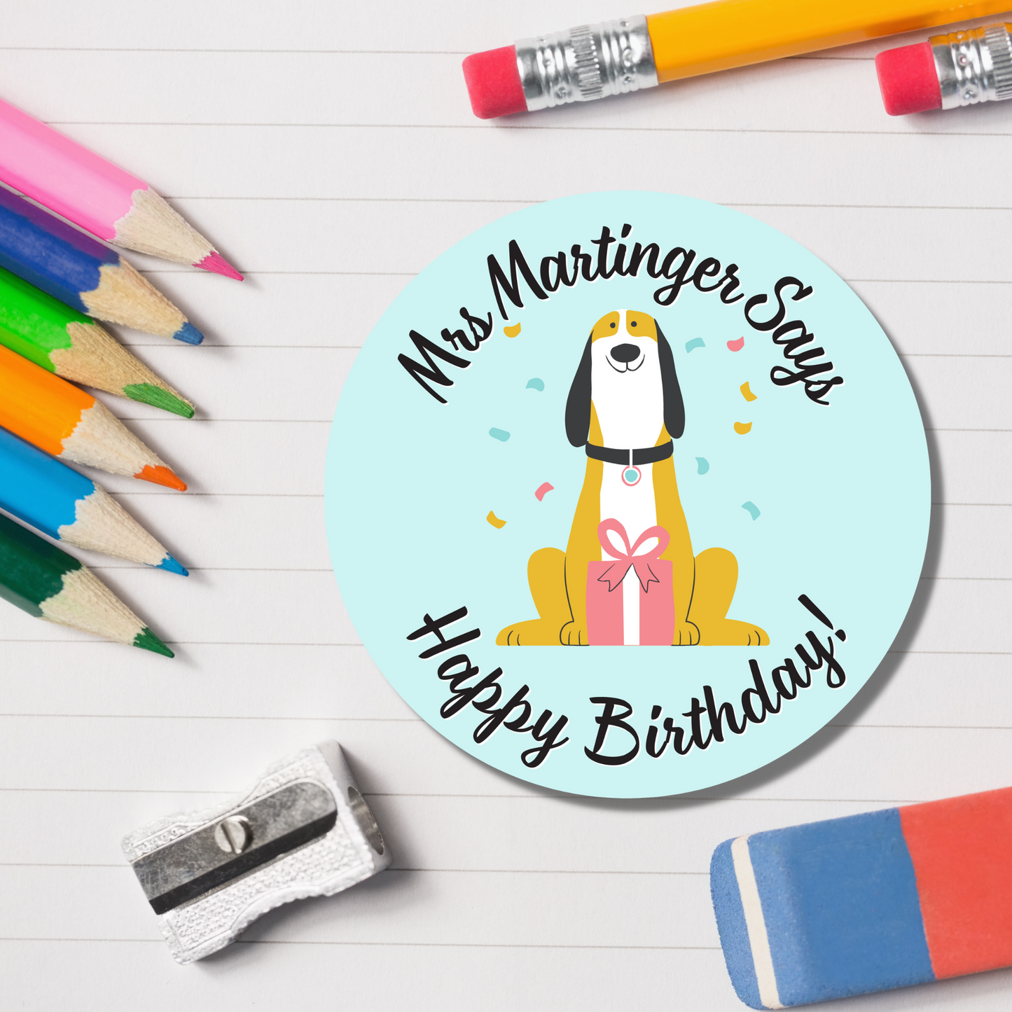 Dog Teacher Reward Stickers - Happy Birthday - Glossy Finish