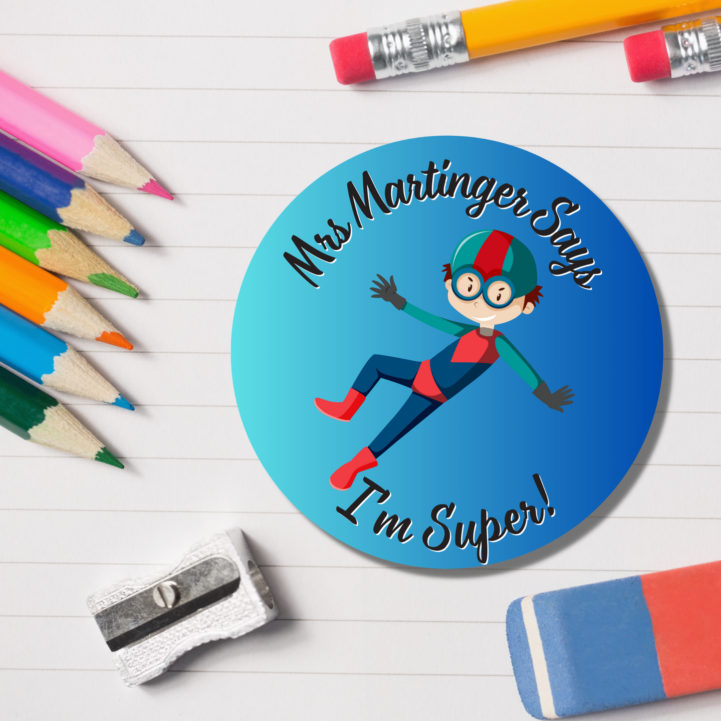 Superhero Teacher Reward Stickers - I'm Super - Glossy Finish