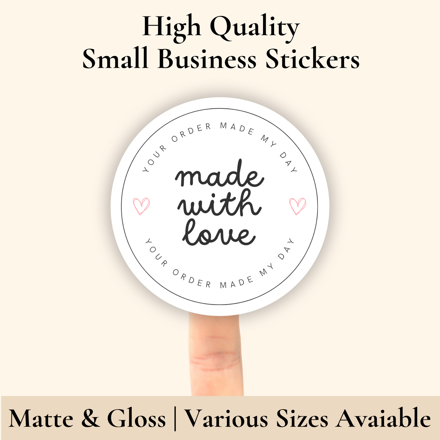 Made With Love Thank You Matte / Gloss Stickers