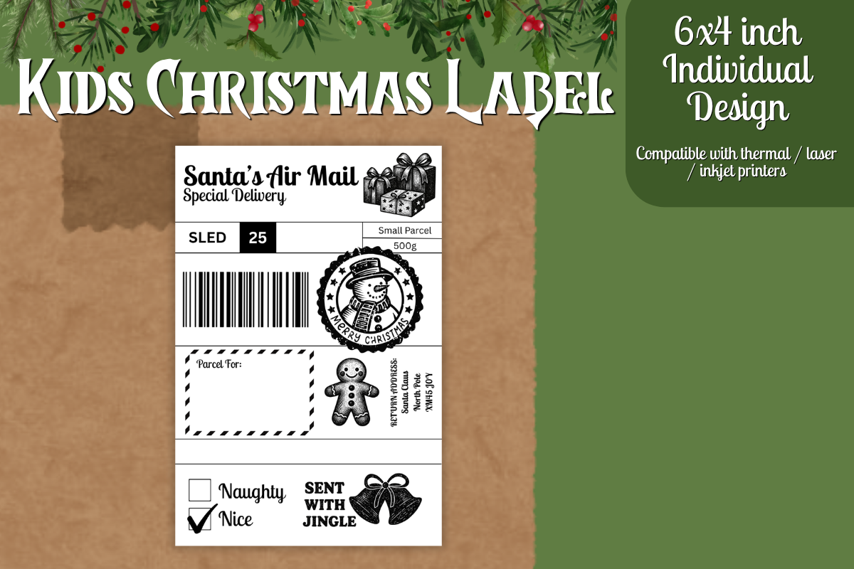 Kids Christmas Shipping Label