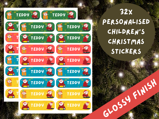32x Personalised Christmas Stickers Glossy