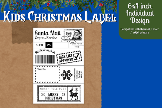 Kids Christmas Shipping Label