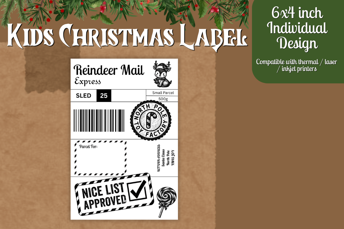 Kids Christmas Shipping Label