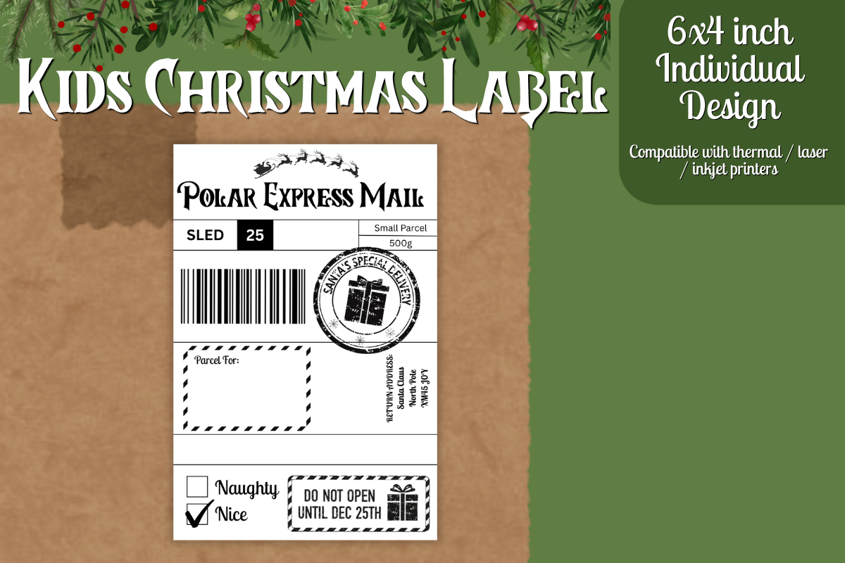 Kids Christmas Shipping Label