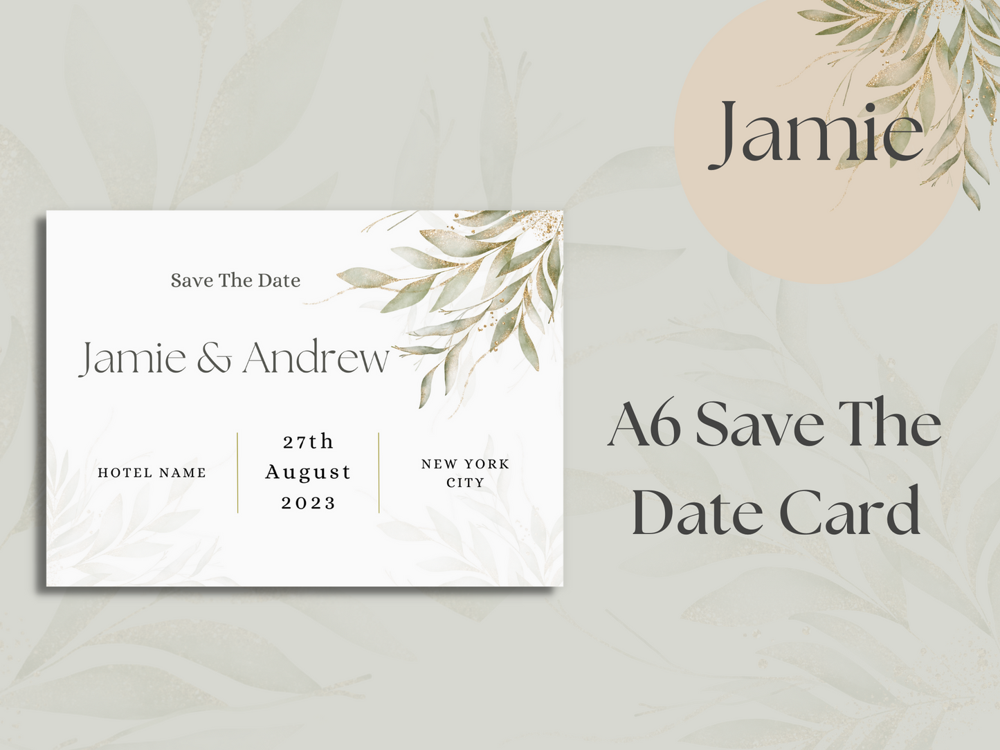 Jamie Botanical Wedding Save The Date Card