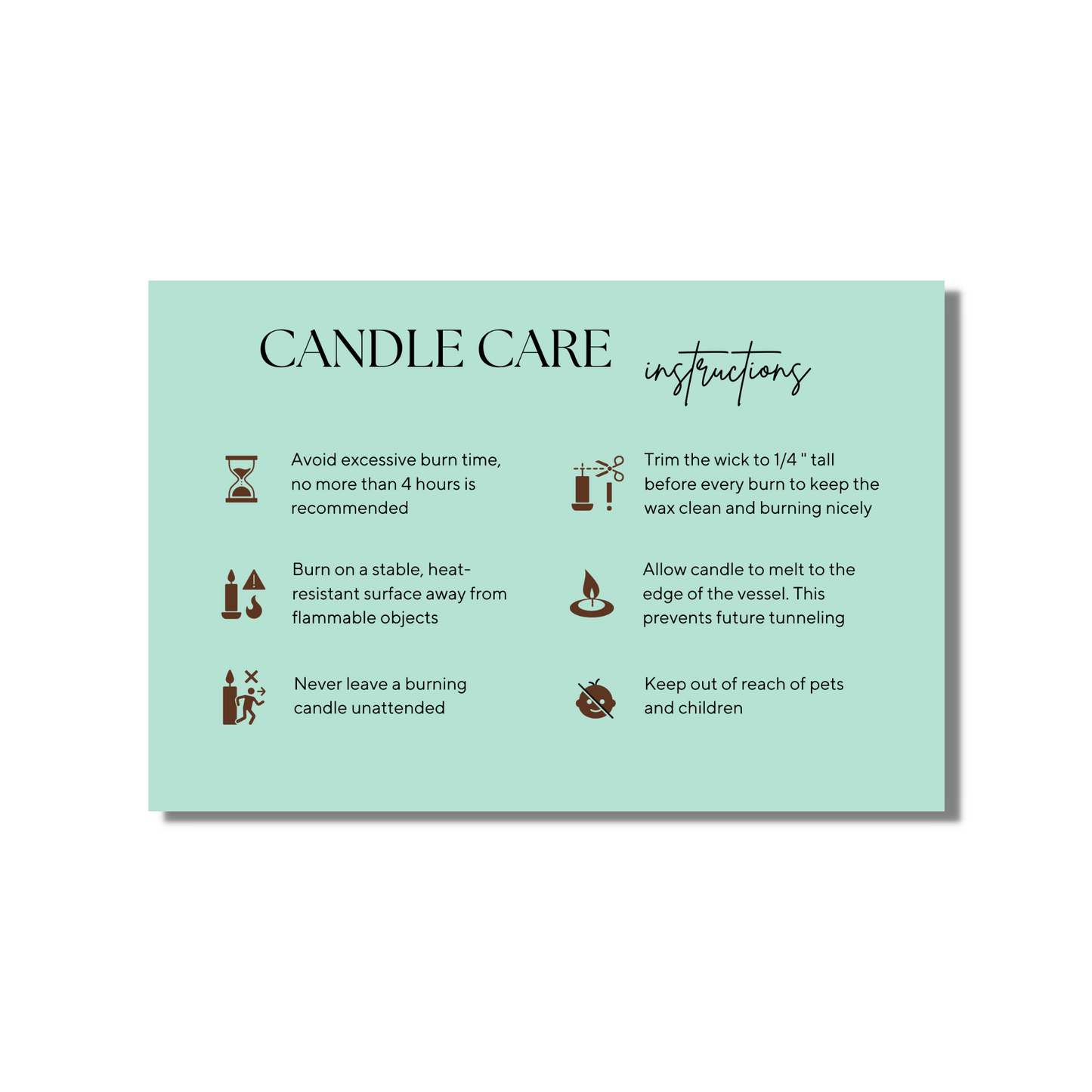Pastel Green Candle Care Cards