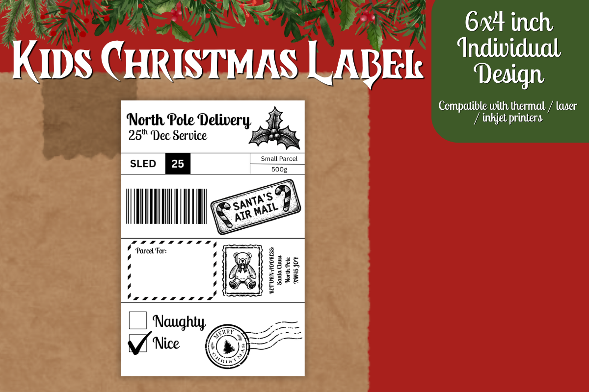 Kids Christmas Shipping Label