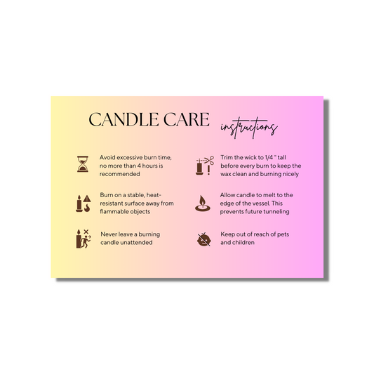 Ombre Pink Yellow Candle Care Cards