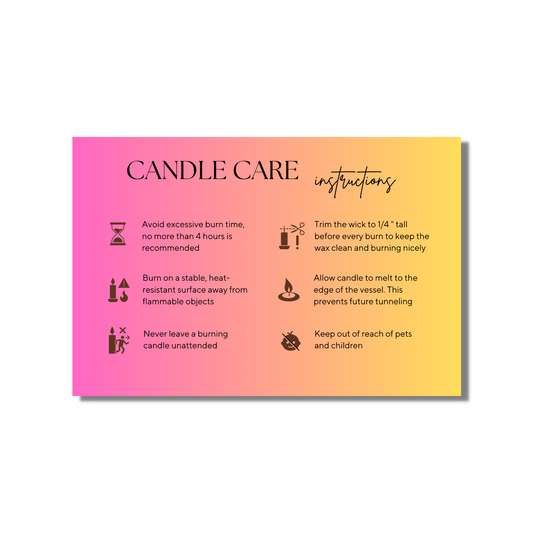 Ombre Hot Pink Yellow Candle Care Cards