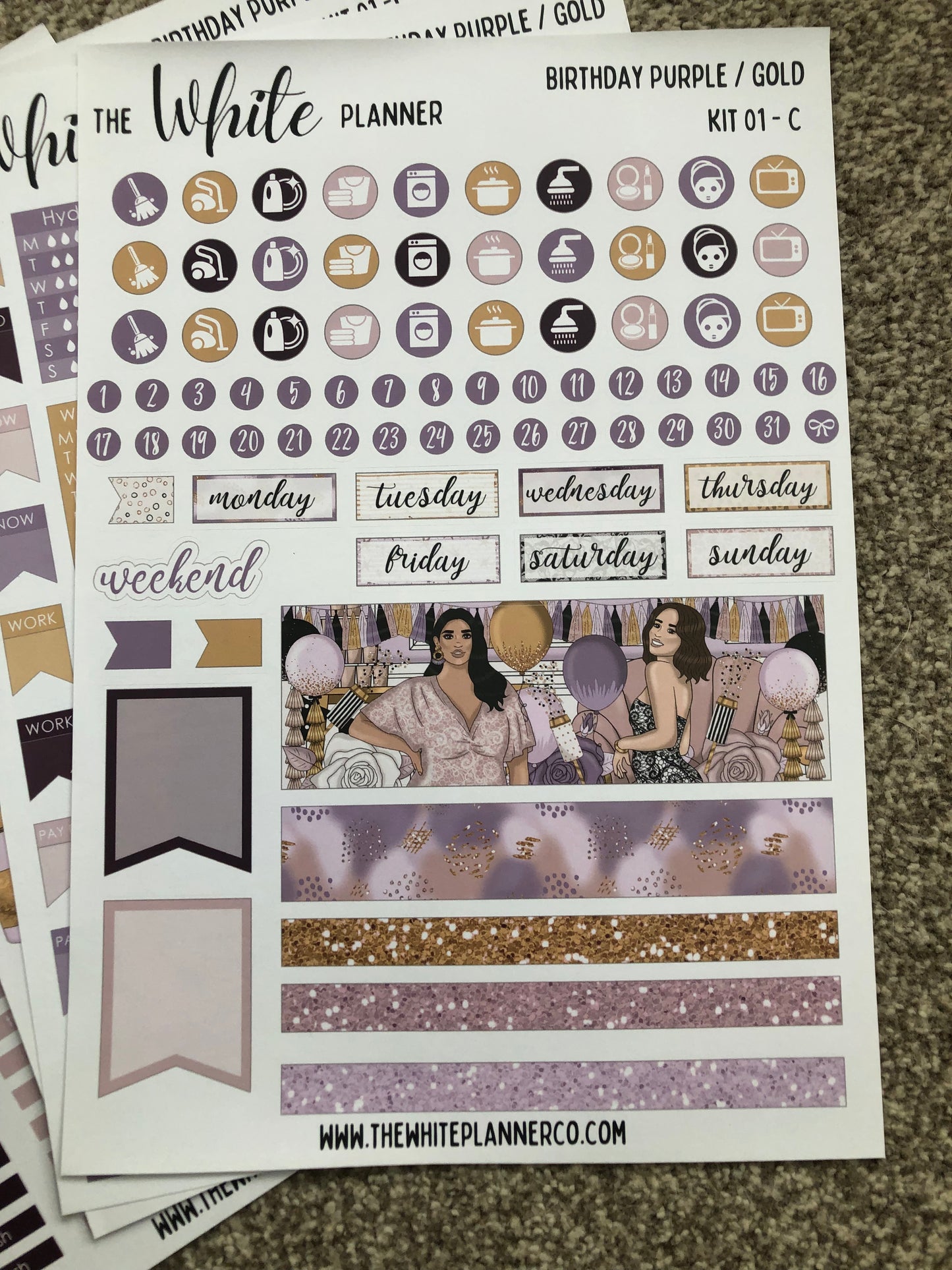 Birthday planner sticker kit oops