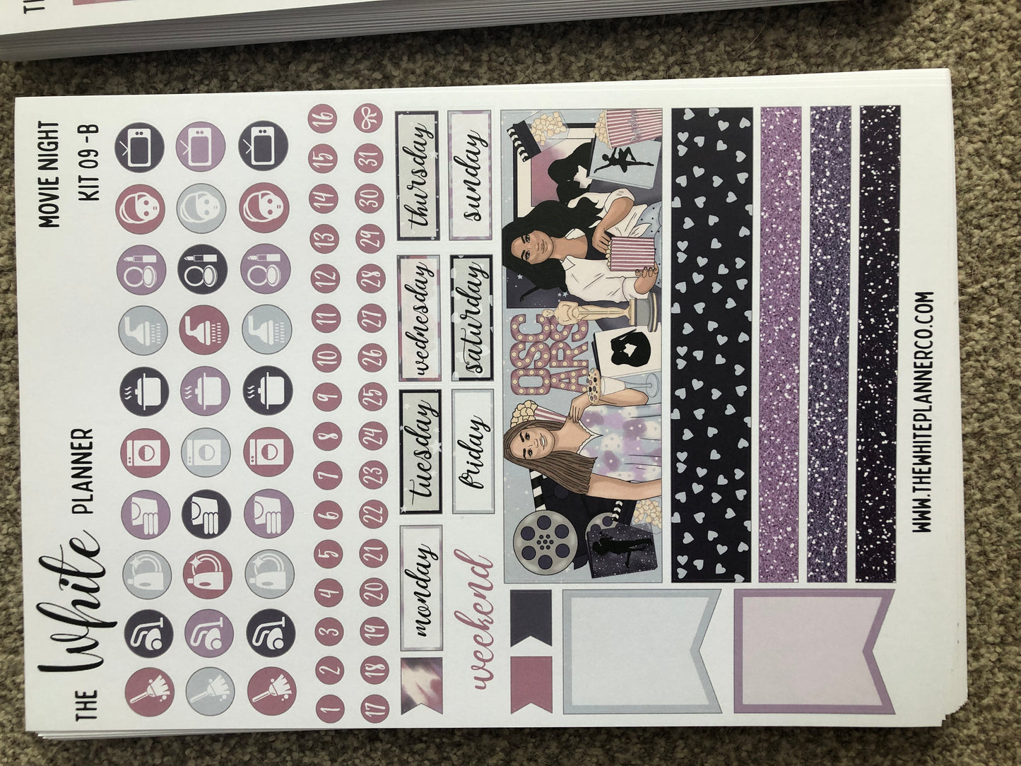 Movie Night planner sticker kit oops