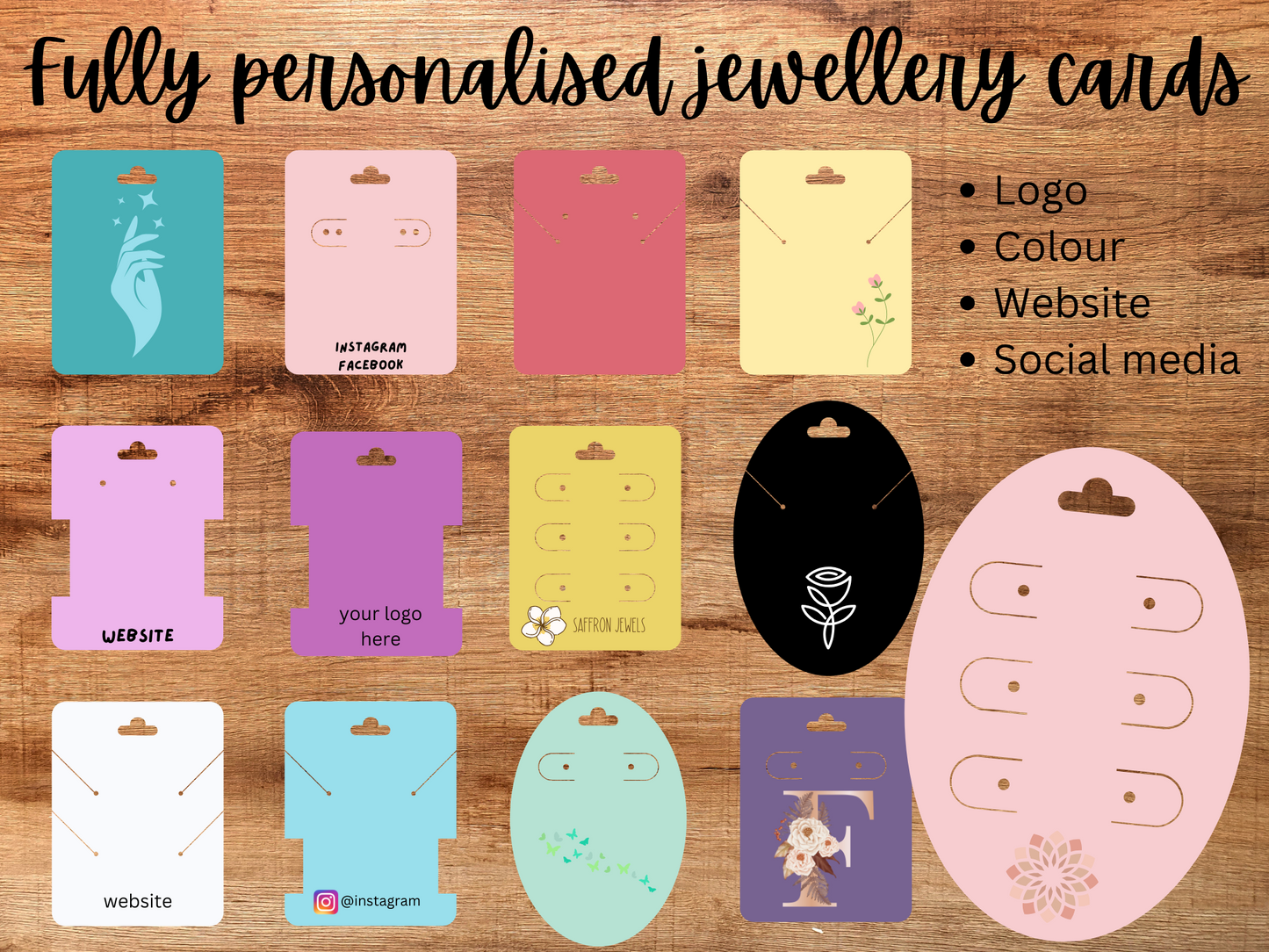 Fully Personalised Jewellery Display Cards