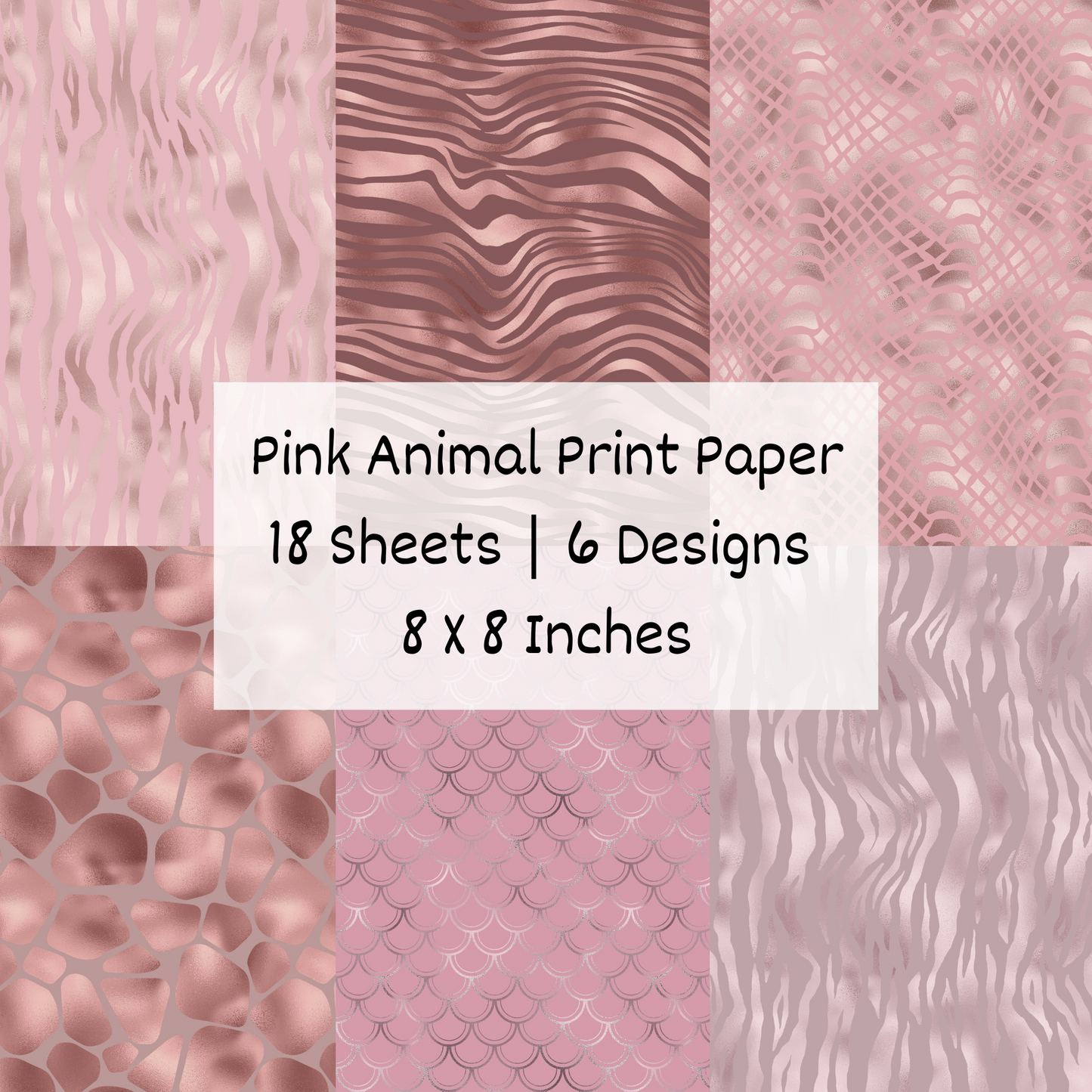 Pink Animal Print Crafting Paper Pack