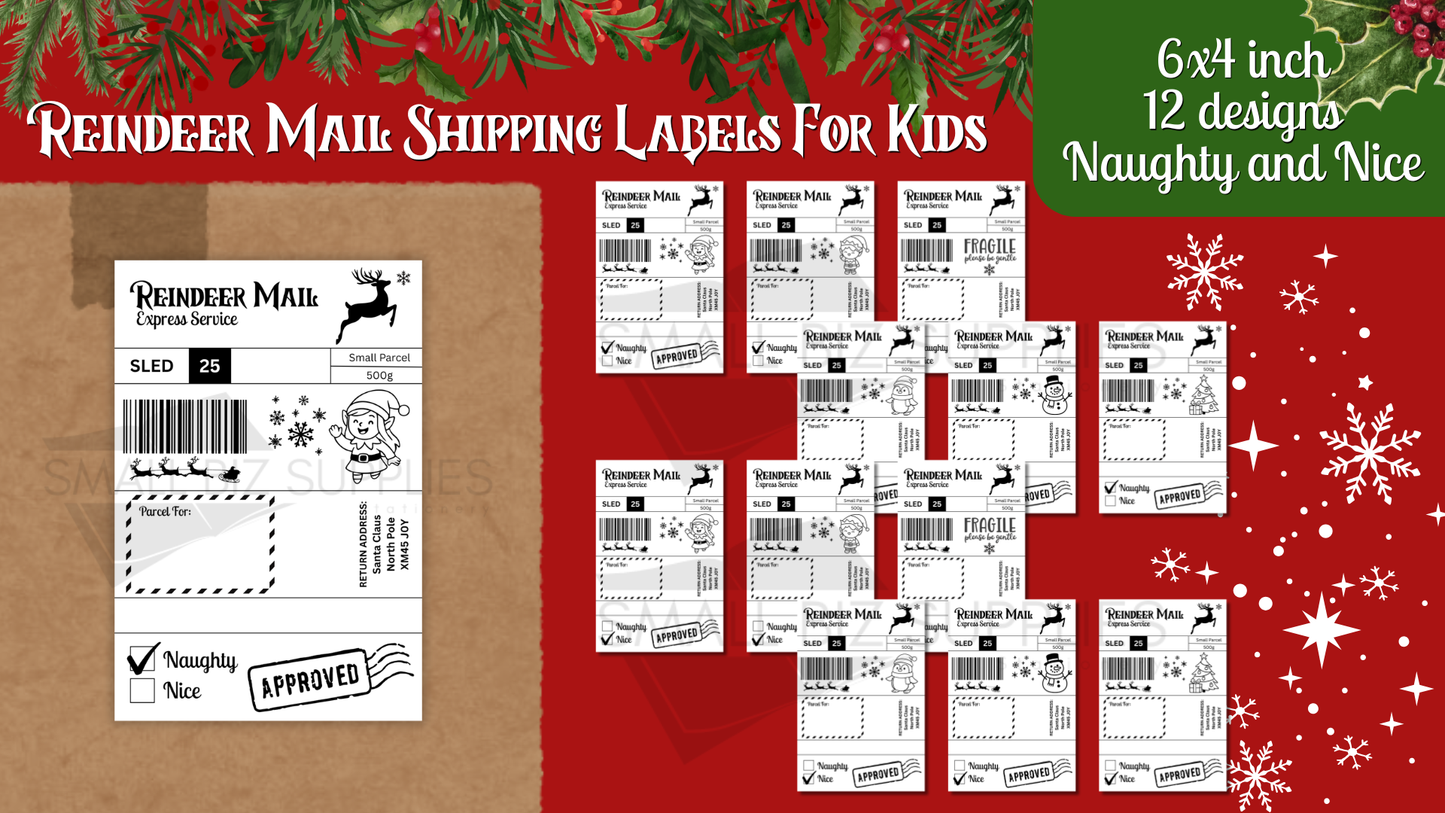 Kids Christmas Shipping Labels 6x4 - 12 Designs